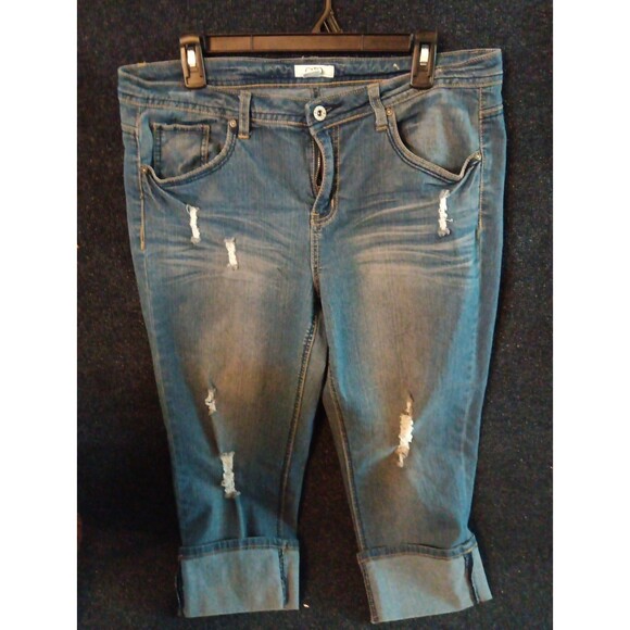 Cato Women's Denim Blue Jean Capris 14 Cuffed Pre-owned Good - Picture 1 of 4